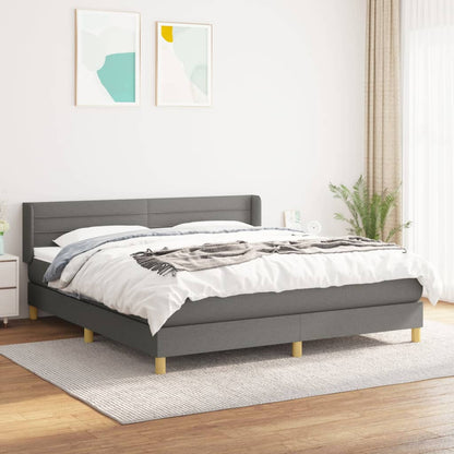 Box Spring Postel S Matrací Textil Tmavě Šedá