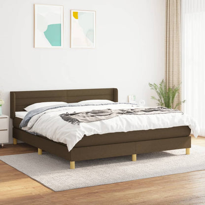 Box Spring Postel S Matrací Textil Tmavě Hnědá