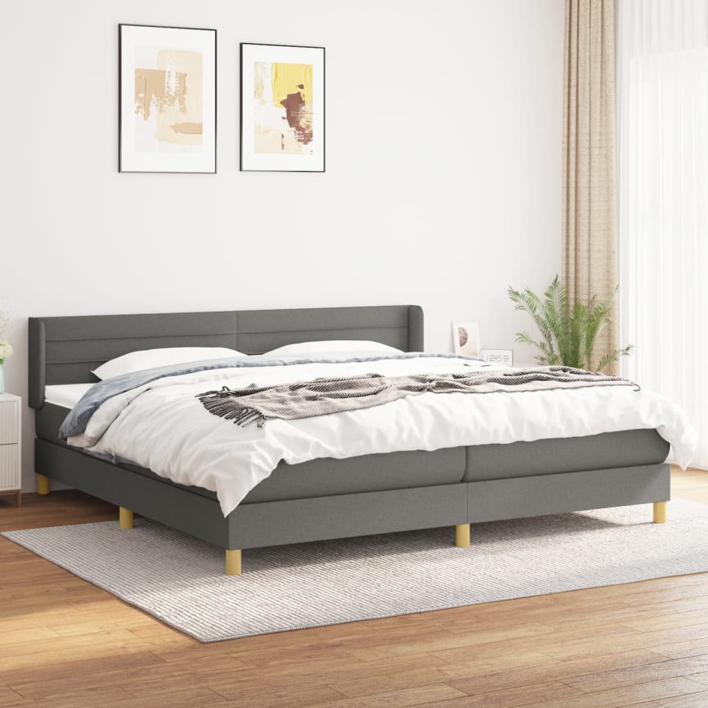 Box Spring Postel S Matrací Textil Tmavě Šedá