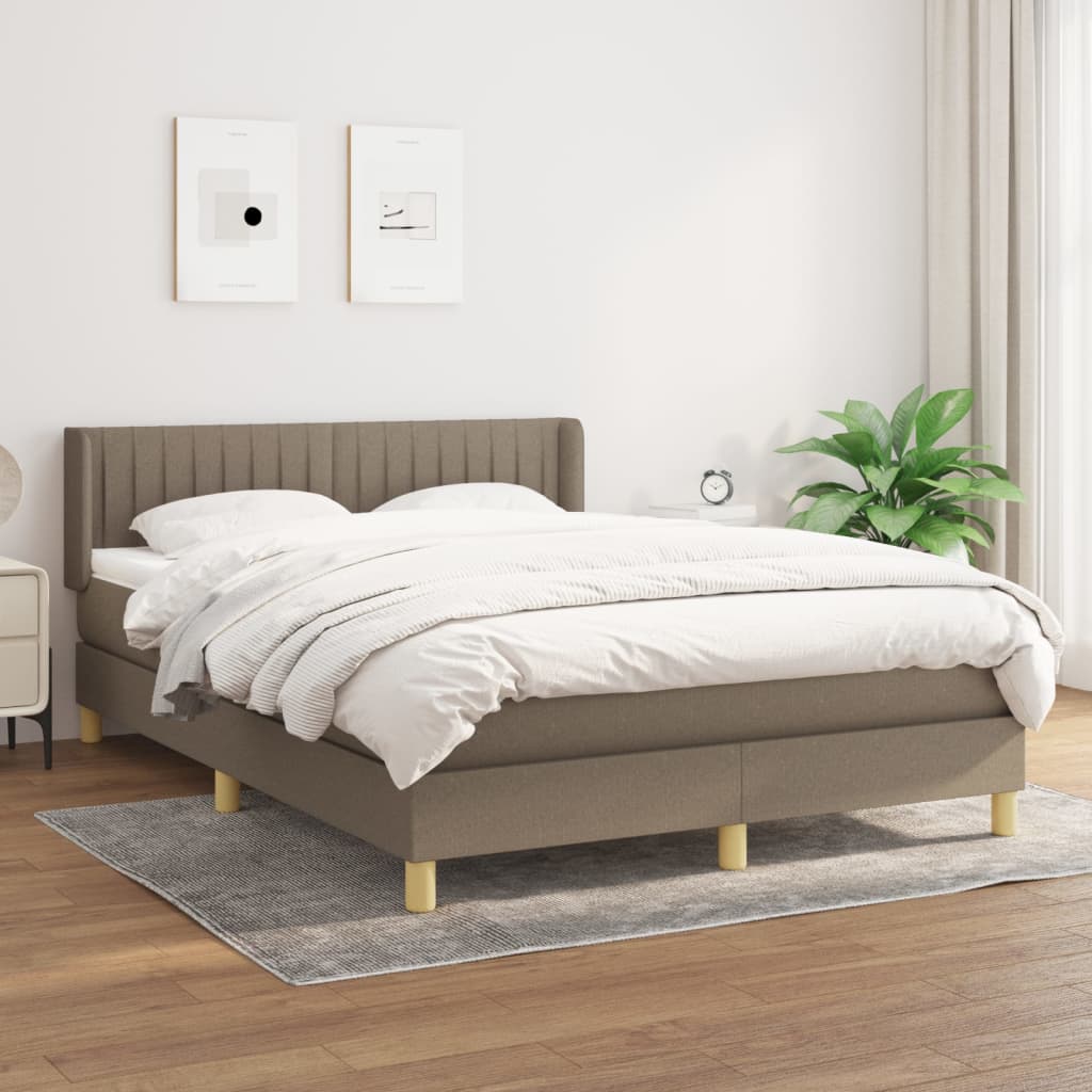 Box Spring Postel S Matrací Taupe 140X200 Cm Textil