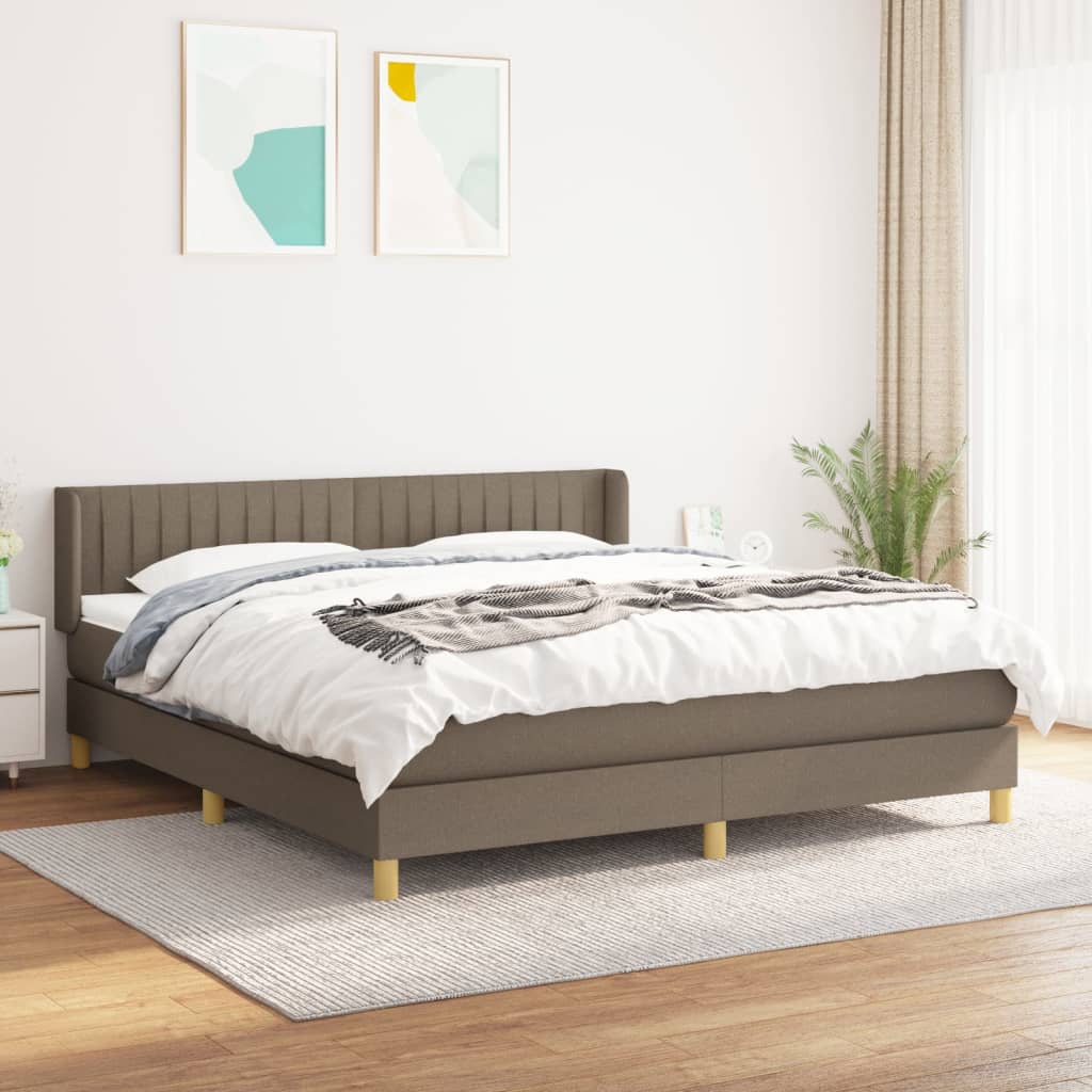 Box Spring Postel S Matrací Taupe 200X200 Cm Textil