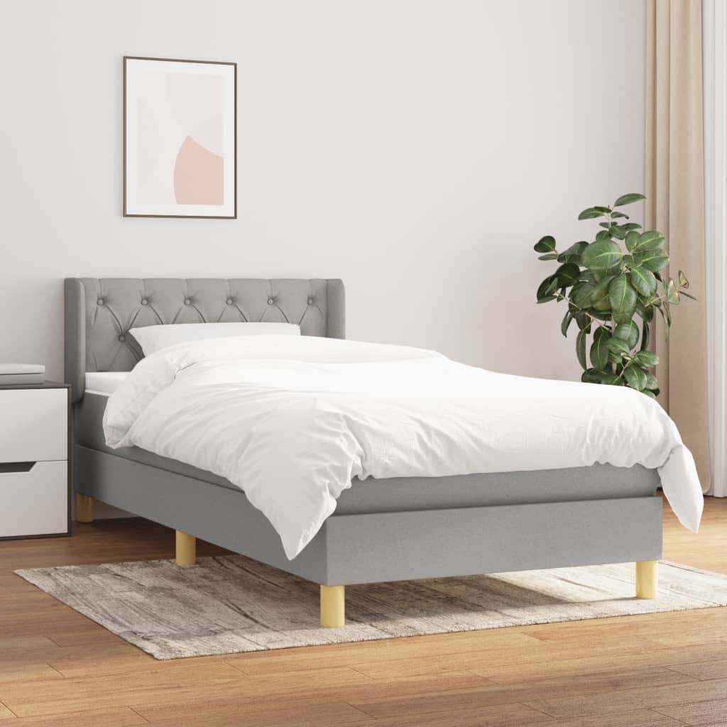 Box Spring Postel S Matrací Textil Světle Šedá