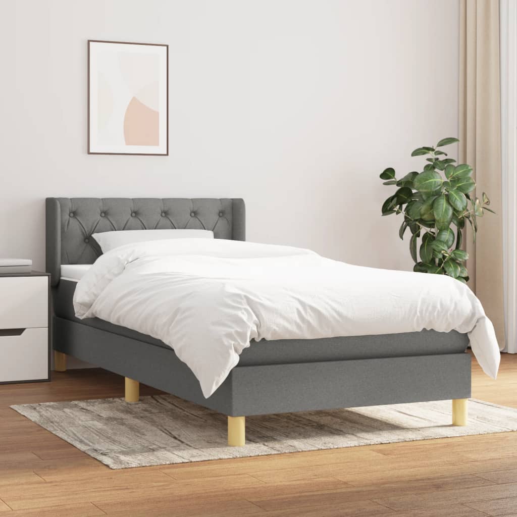 Box Spring Postel S Matrací Textil Tmavě Šedá