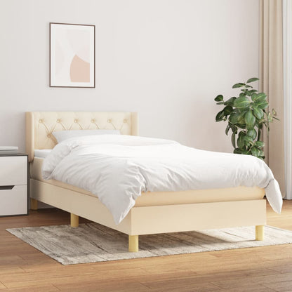 Box Spring Postel S Matrací Textil Krémová