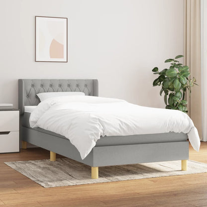 Box Spring Postel S Matrací Textil Světle Šedá
