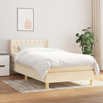 Box Spring Postel S Matrací Textil Krémová