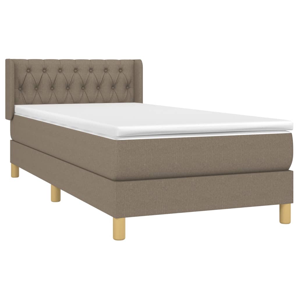 Box Spring Postel S Matrací Taupe 100 X 200 Cm Textil