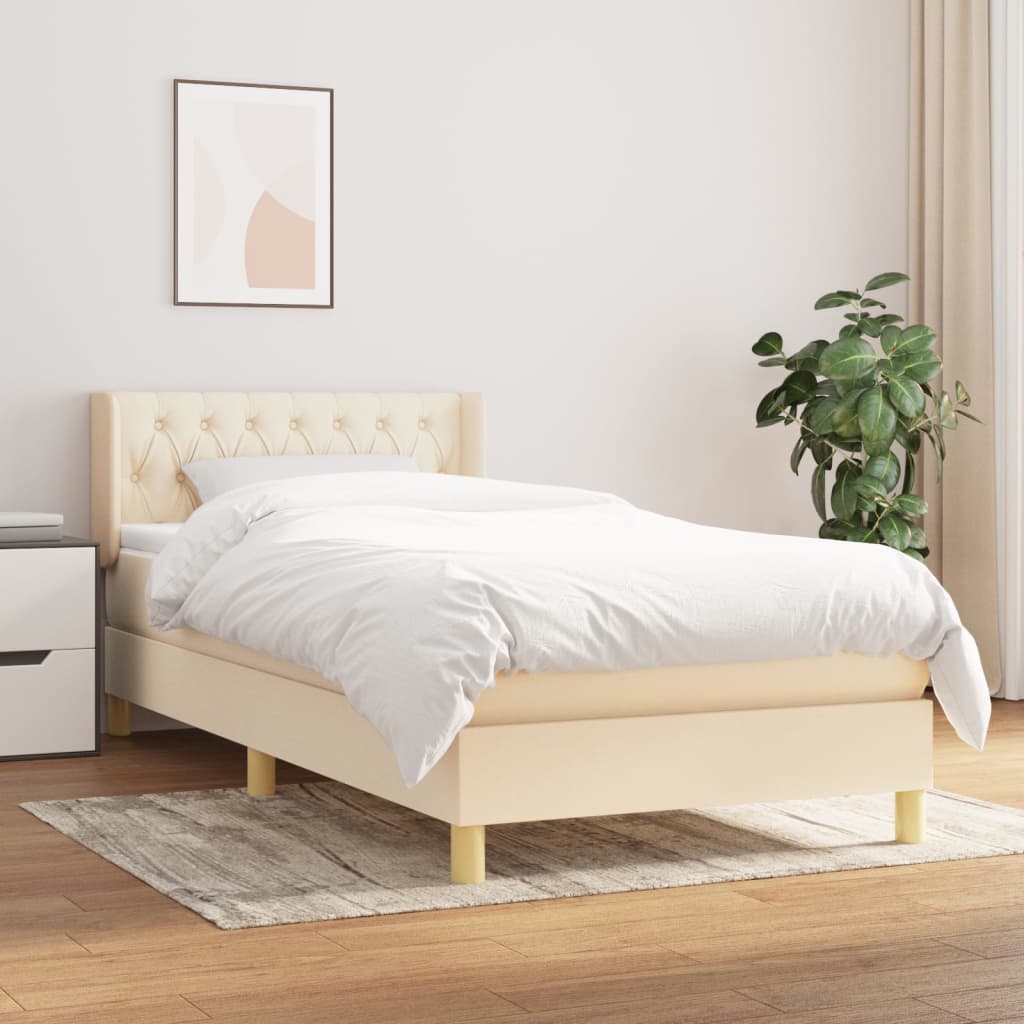 Box Spring Postel S Matrací Textil Krémová