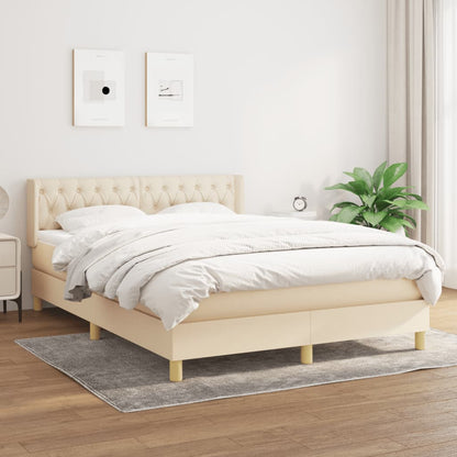 Box Spring Postel S Matrací Textil Krémová