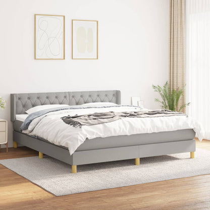 Box Spring Postel S Matrací Textil Světle Šedá