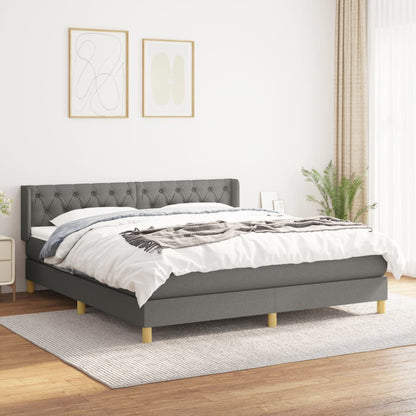 Box Spring Postel S Matrací Textil Tmavě Šedá