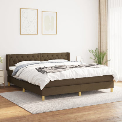 Box Spring Postel S Matrací Textil Tmavě Hnědá
