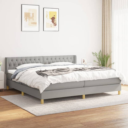 Box Spring Postel S Matrací Textil Světle Šedá