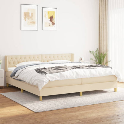 Box Spring Postel S Matrací Textil Krémová