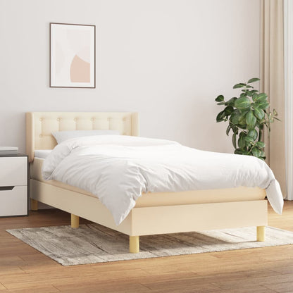 Box Spring Postel S Matrací Textil Krémová