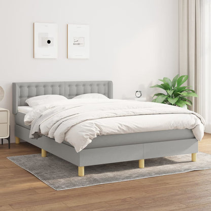 Box Spring Postel S Matrací Textil Světle Šedá
