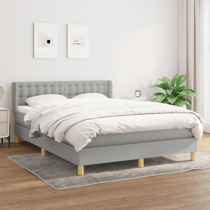 Box Spring Postel S Matrací Textil Světle Šedá