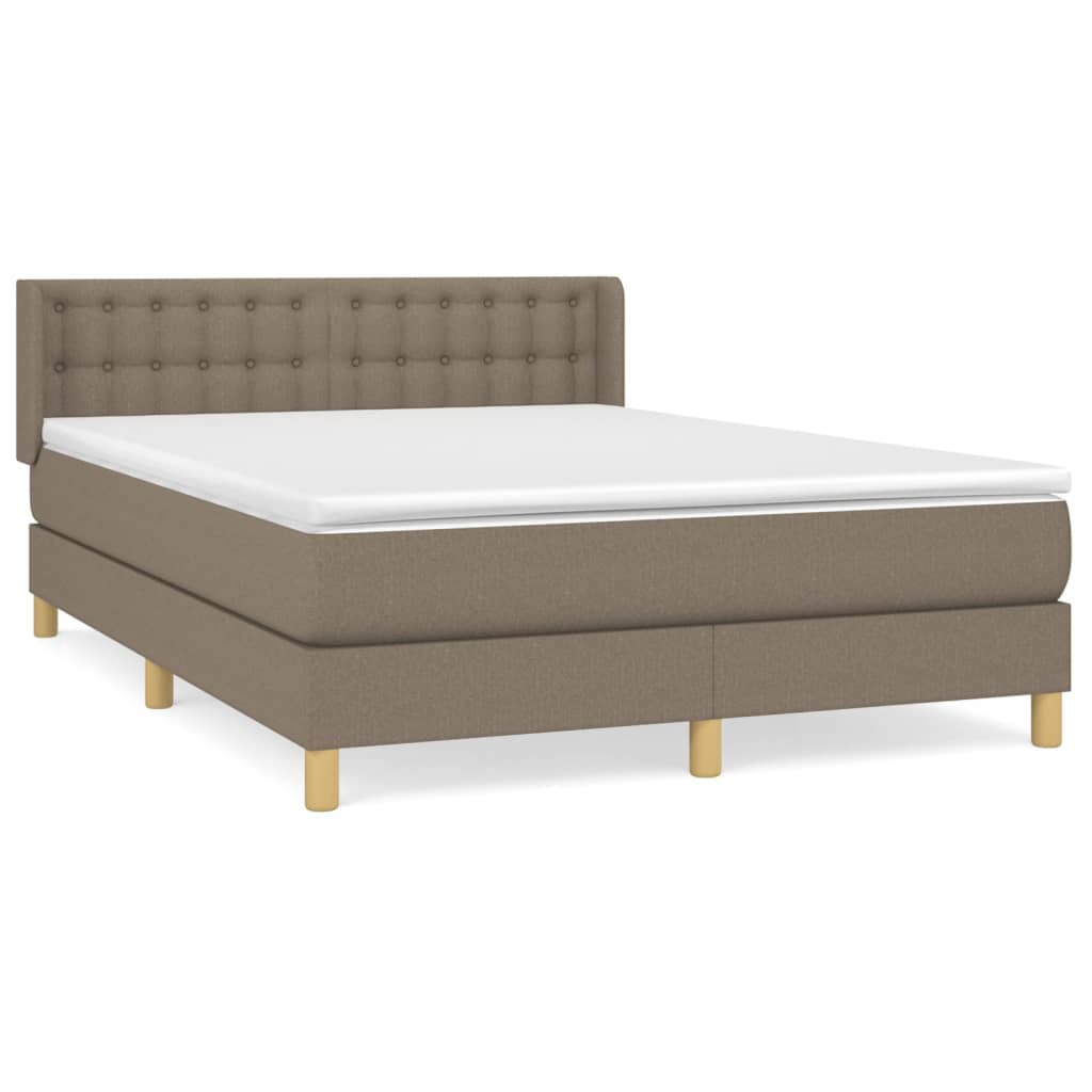 Box Spring Postel S Matrací Taupe 140X200 Cm Textil