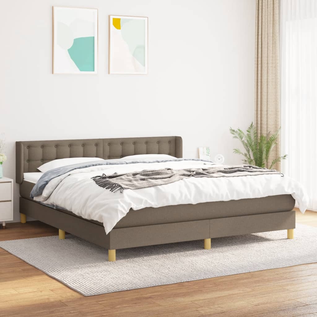 Box Spring Postel S Matrací Taupe 160X200 Cm Textil