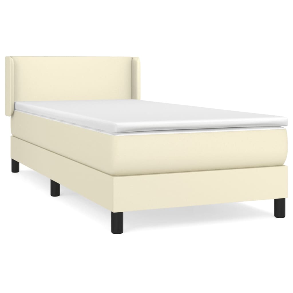 Box Spring Postel S Matrací Krémová 80 X 200 Cm Umělá Kůže