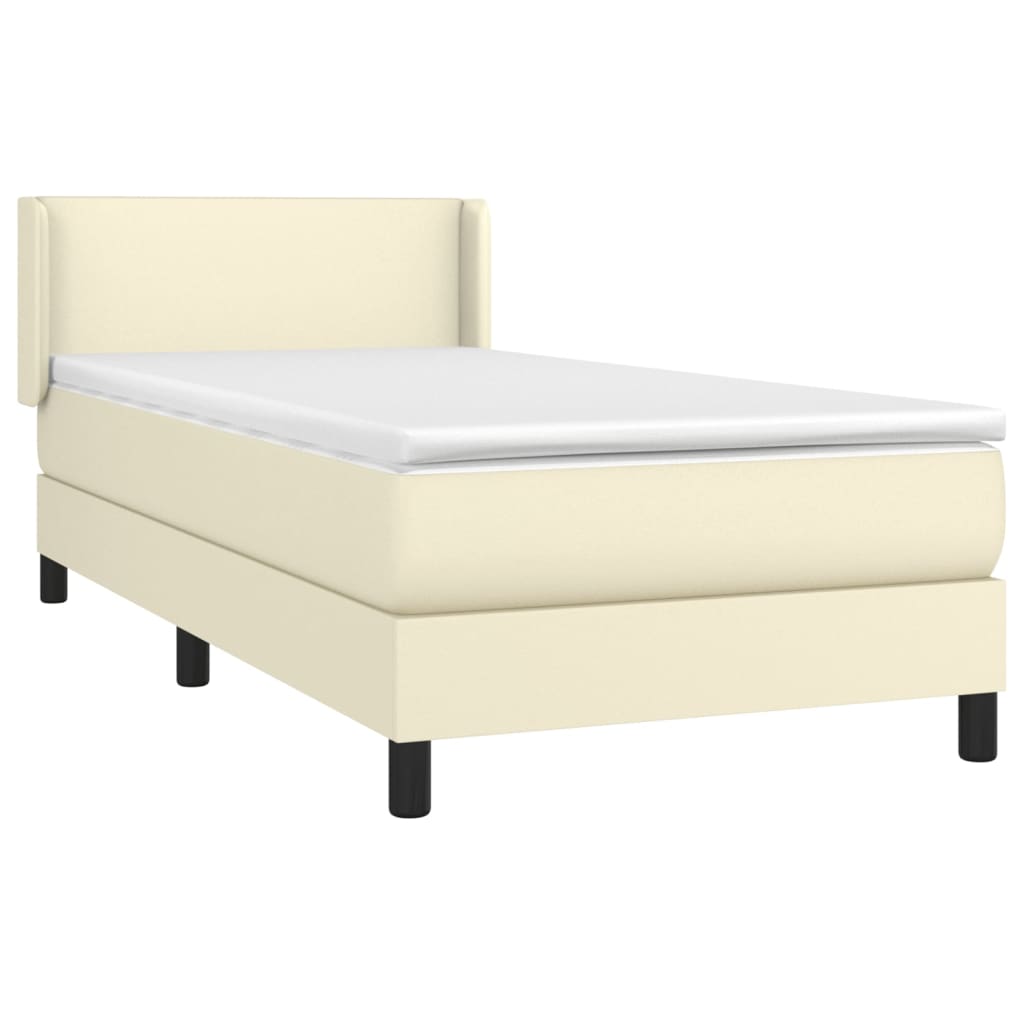 Box Spring Postel S Matrací Krémová 80 X 200 Cm Umělá Kůže