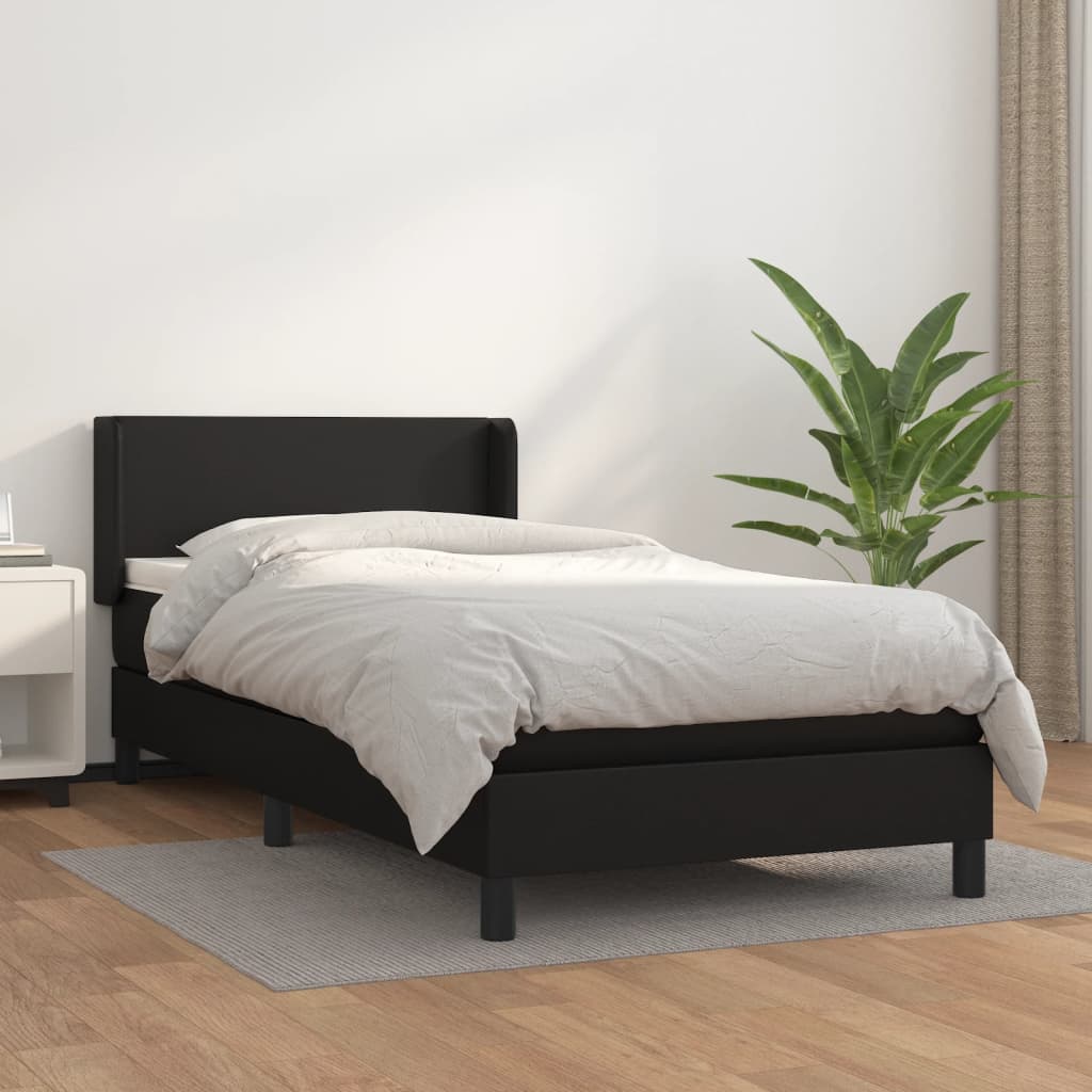 Box Spring Postel S Matrací Černá Umělá Kůže Černá