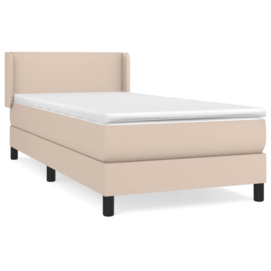 Box Spring Postel S Matrací Cappuccino 90X190 Cm Umělá Kůže