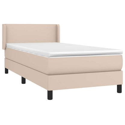 Box Spring Postel S Matrací Cappuccino 90X190 Cm Umělá Kůže