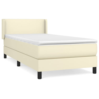 Box Spring Postel S Matrací Krémová 100X200 Cm Umělá Kůže
