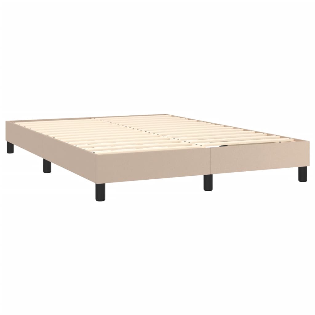 Box Spring Postel S Matrací Cappuccino 140X190 Cm Umělá Kůže
