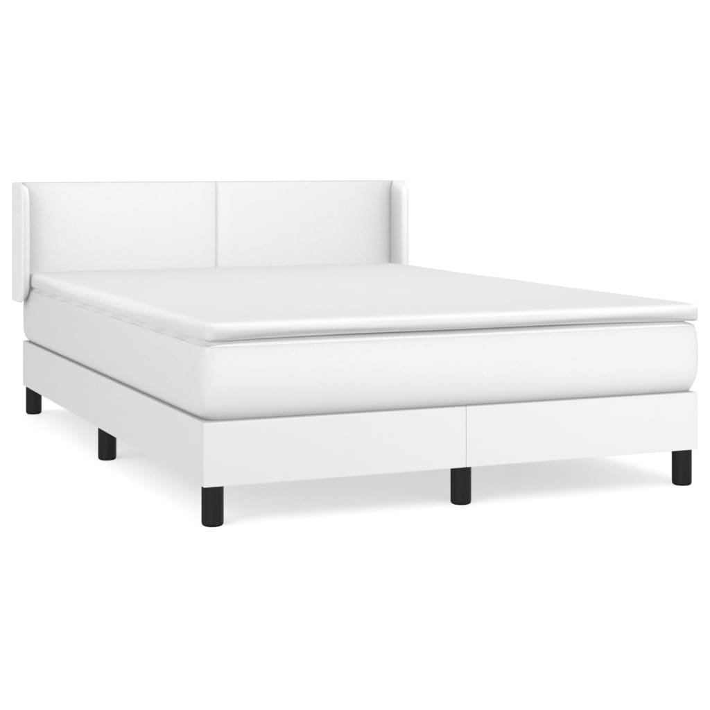 Box Spring Postel S Matrací Bílá 140X200 Cm Umělá Kůže
