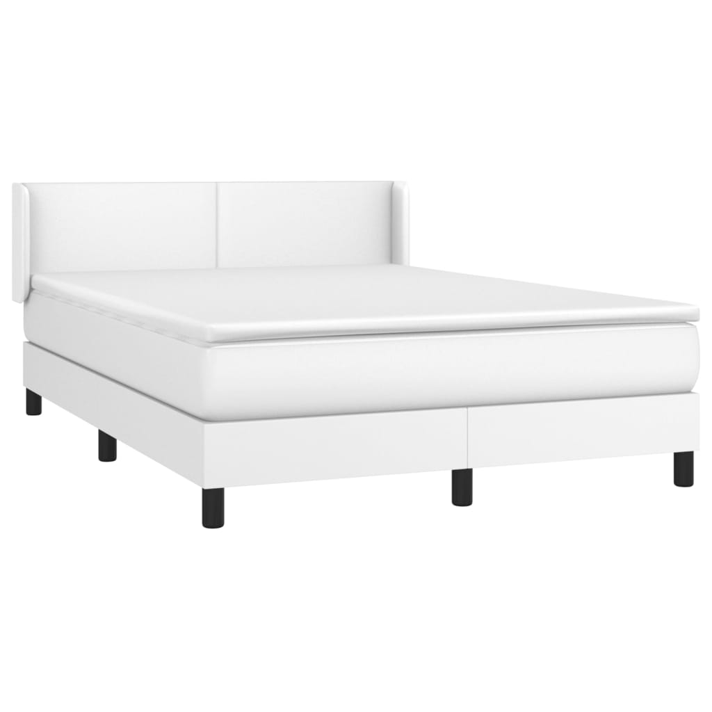 Box Spring Postel S Matrací Bílá 140X200 Cm Umělá Kůže