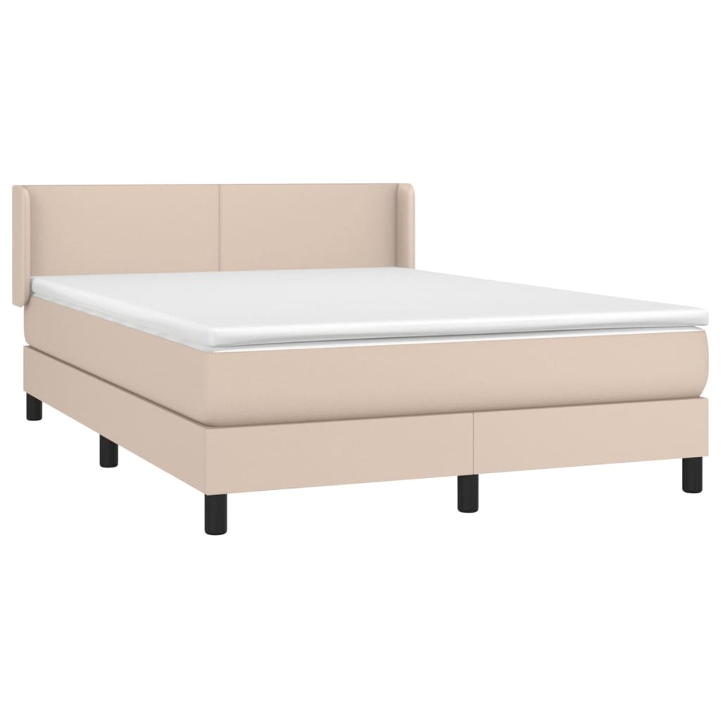 Box Spring Postel S Matrací Cappuccino 140X200 Cm Umělá Kůže