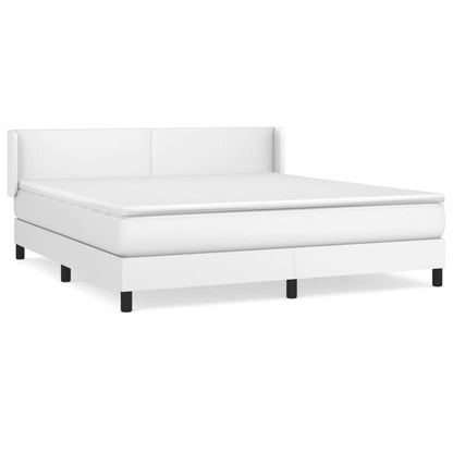 Box Spring Postel S Matrací Bílá 180X200 Cm Umělá Kůže