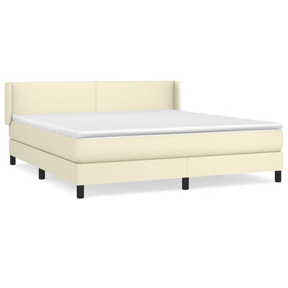 Box Spring Postel S Matrací Krémová 180X200 Cm Umělá Kůže