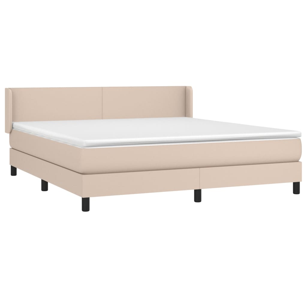 Box Spring Postel S Matrací Cappuccino 180 X 200 Cm Umělá Kůže