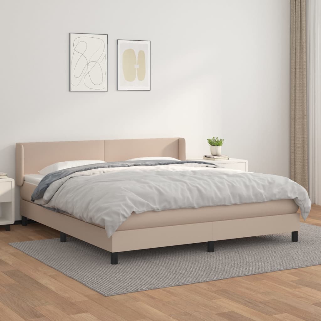Box Spring Postel S Matrací Cappuccino 180 X 200 Cm Umělá Kůže