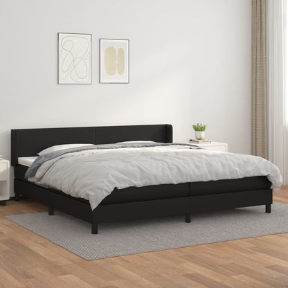 Box Spring Postel S Matrací Černá Umělá Kůže Černá