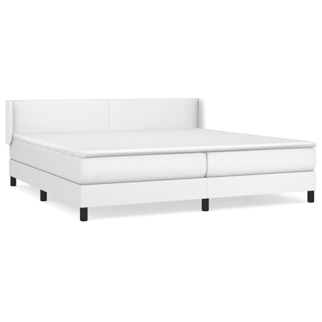 Box Spring Postel S Matrací Bílá 200X200 Cm Umělá Kůže