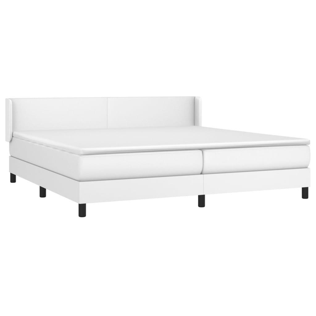 Box Spring Postel S Matrací Bílá 200X200 Cm Umělá Kůže