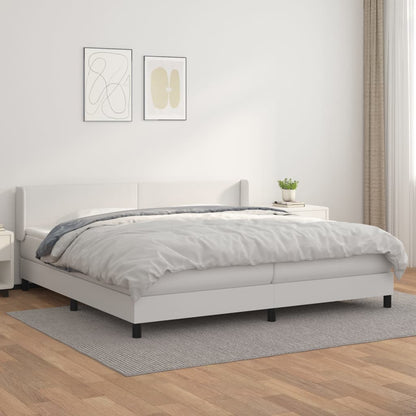 Box Spring Postel S Matrací Bílá 200X200 Cm Umělá Kůže