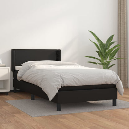 Box Spring Postel S Matrací Černá Umělá Kůže Černá