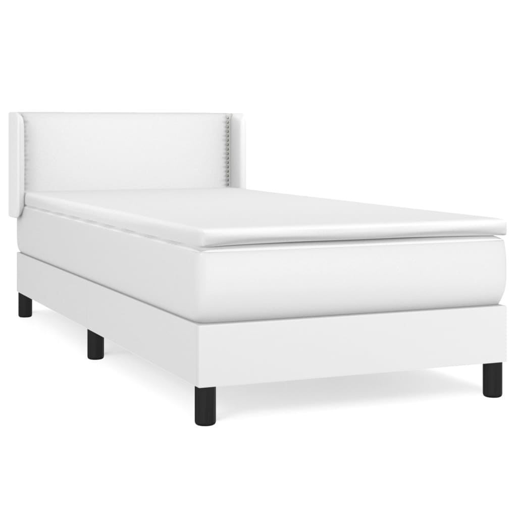 Box Spring Postel S Matrací Bílá 100X200 Cm Umělá Kůže