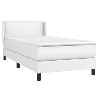 Box Spring Postel S Matrací Bílá 100X200 Cm Umělá Kůže