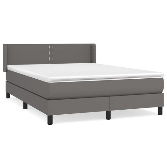 Box Spring Postel S Matrací Šedá Umělá Kůže Šedá