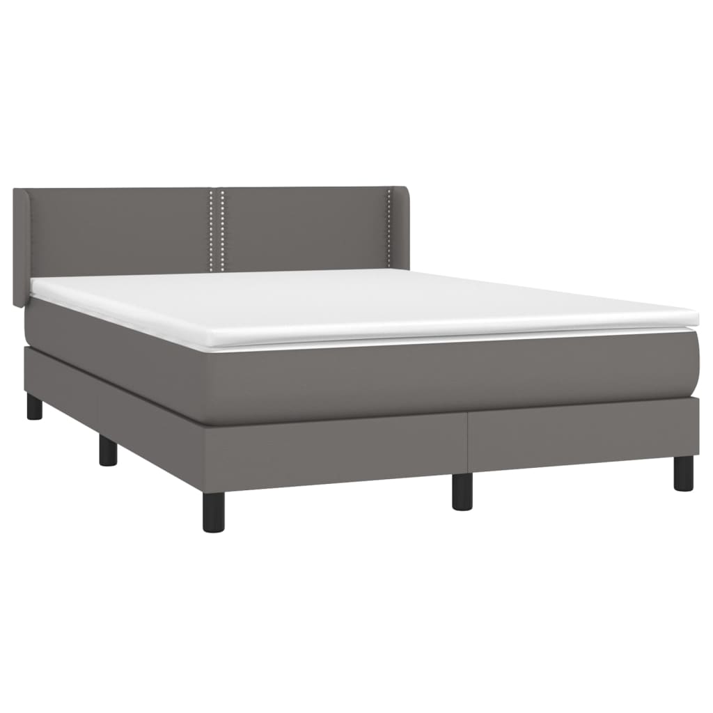 Box Spring Postel S Matrací Šedá Umělá Kůže Šedá