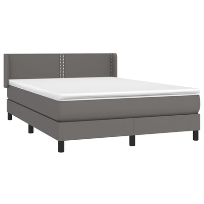 Box Spring Postel S Matrací Šedá Umělá Kůže Šedá