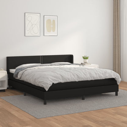 Box Spring Postel S Matrací Černá Umělá Kůže Černá
