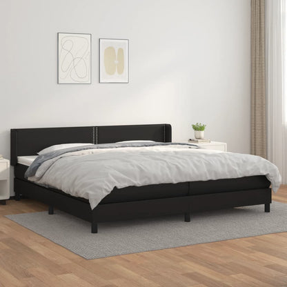 Box Spring Postel S Matrací Černá Umělá Kůže Černá