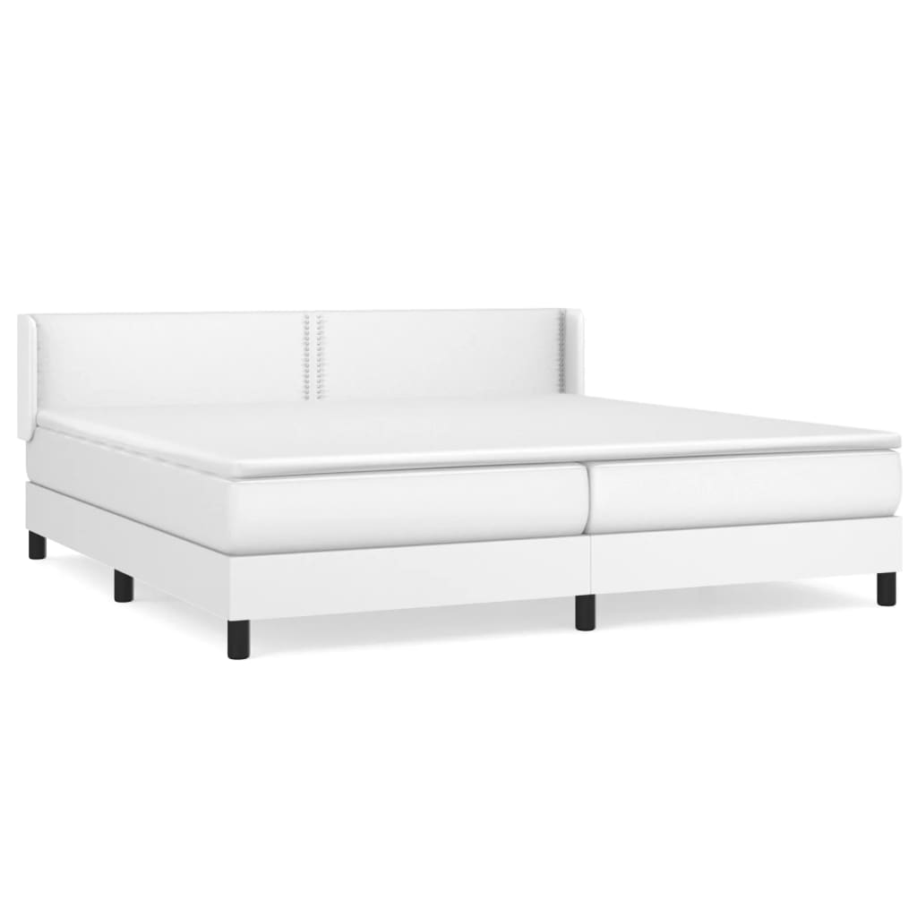 Box Spring Postel S Matrací Bílá 200X200 Cm Umělá Kůže